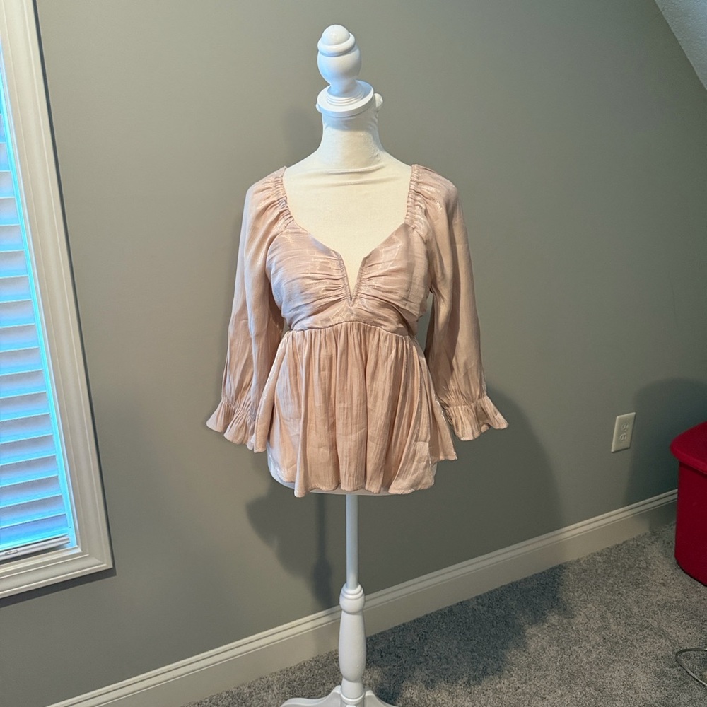Entro Women's Iridescent Blouse- Champagne/Blush color